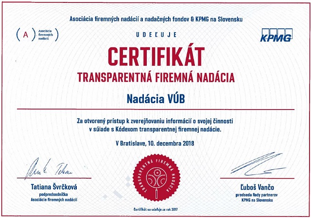 certifikat transparentnej nadacie asfin 2018 | Maľba